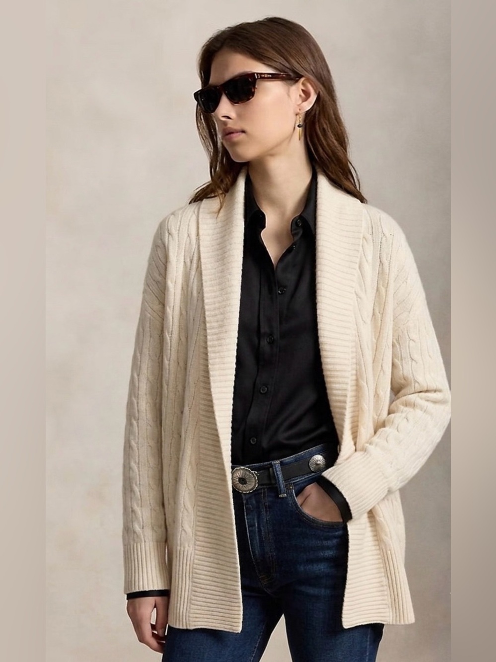 Polo Ralph Lauren $495 100% Cashmere Cable Knit Cardigan Sweater Size XS preppy